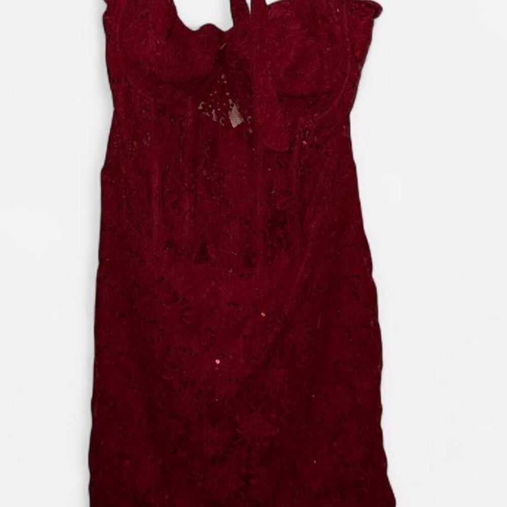 Fashion-nova Women's Red and Burgundy Dress